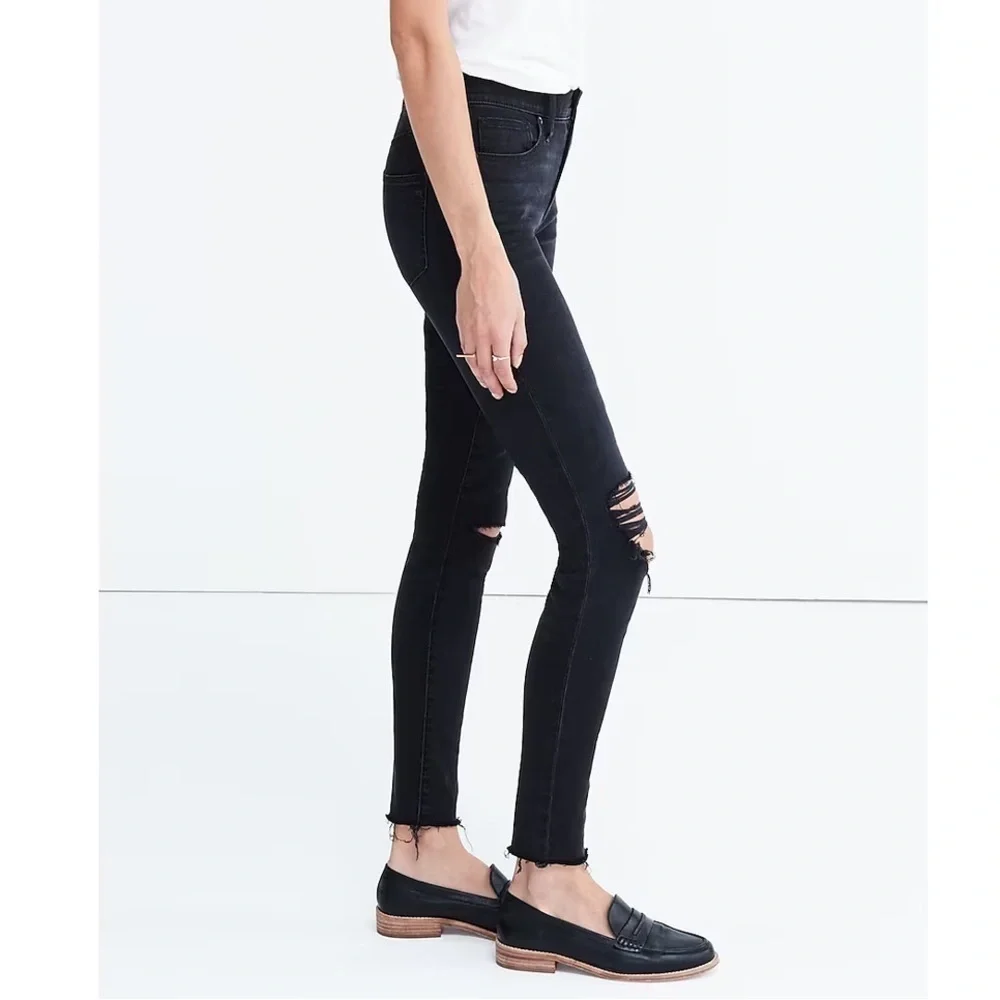 madewell taller 9” high rise skinny jeans Black Sea stretch 27 tall - Picture 3 of 8